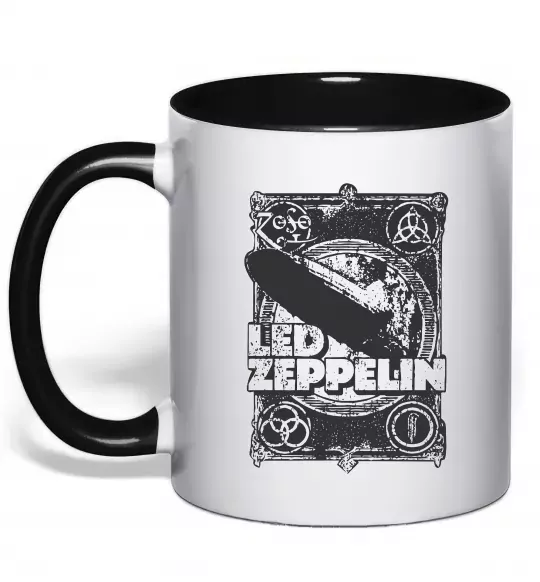Чашка с цветной ручкой Led Zeppelin Дирижабль Черный фото