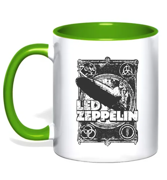 Чашка с цветной ручкой Led Zeppelin Дирижабль Лаймовый фото