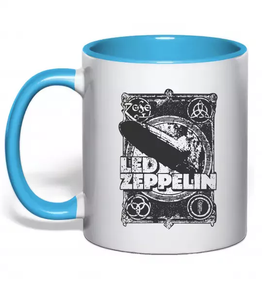Чашка с цветной ручкой Led Zeppelin Дирижабль Голубой фото