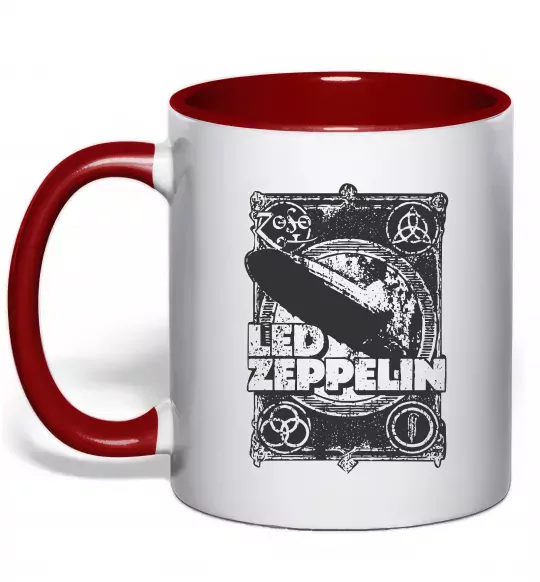 Чашка с цветной ручкой Led Zeppelin Дирижабль Красный фото