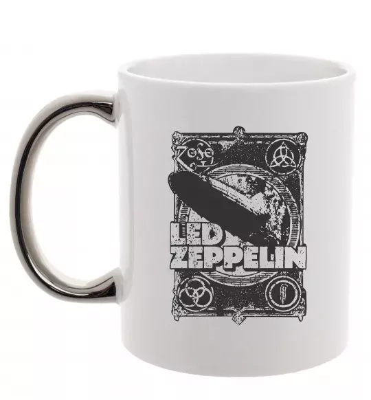 Чашка с цветной ручкой Led Zeppelin Дирижабль Серебро фото