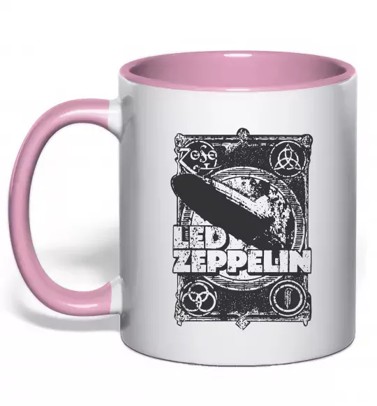 Чашка с цветной ручкой Led Zeppelin Дирижабль Нежно розовый фото