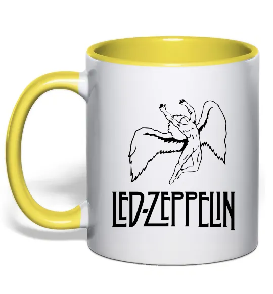 Чашка с цветной ручкой Led Zeppelin Angel Лимонный фото