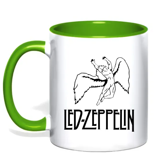 Чашка с цветной ручкой Led Zeppelin Angel Лаймовый фото