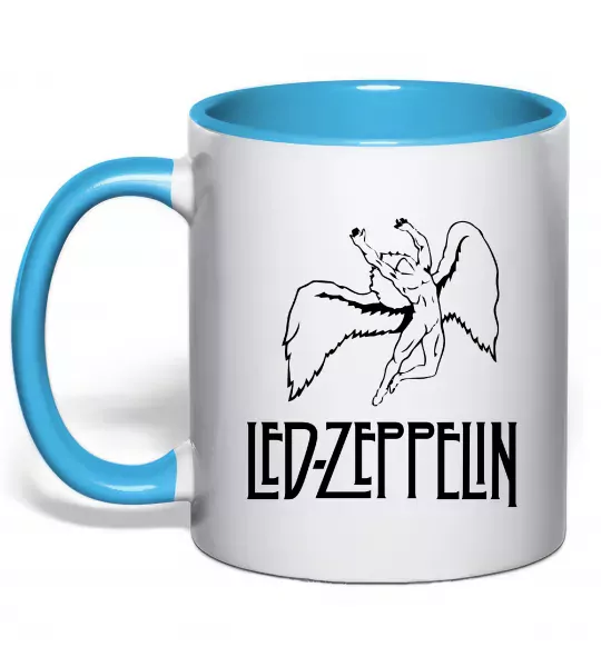 Чашка с цветной ручкой Led Zeppelin Angel Голубой фото