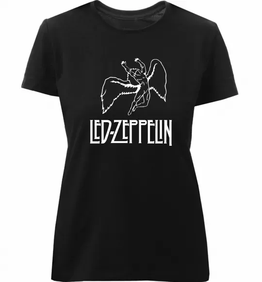 Женская премиум футболка Led Zeppelin Angel Черный фото