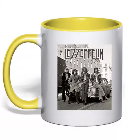 Чашка с цветной ручкой Led Zeppelin photo Солнечно желтый фото
