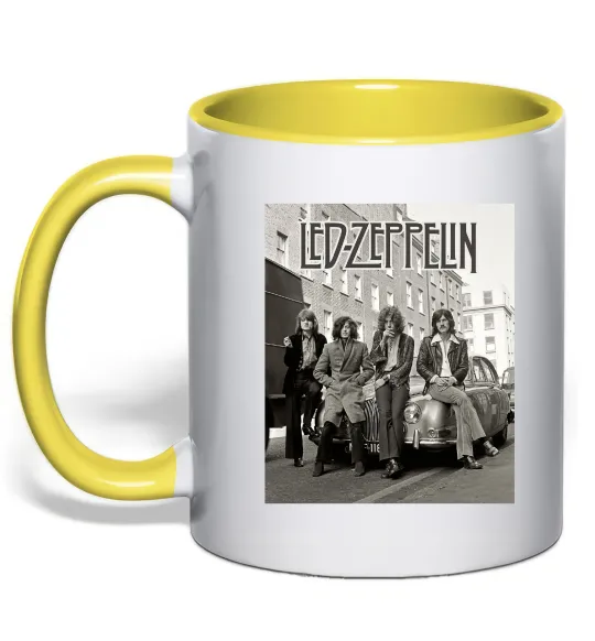 Чашка с цветной ручкой Led Zeppelin photo Лимонный фото