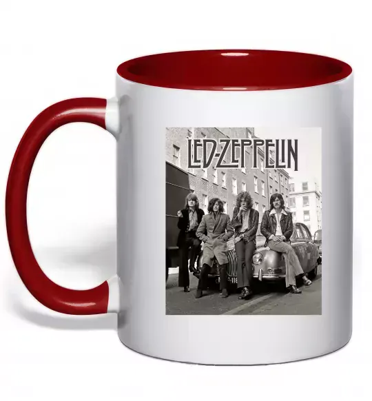 Чашка с цветной ручкой Led Zeppelin photo Красный фото