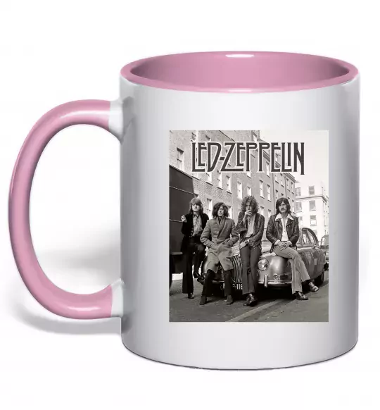Чашка с цветной ручкой Led Zeppelin photo Нежно розовый фото