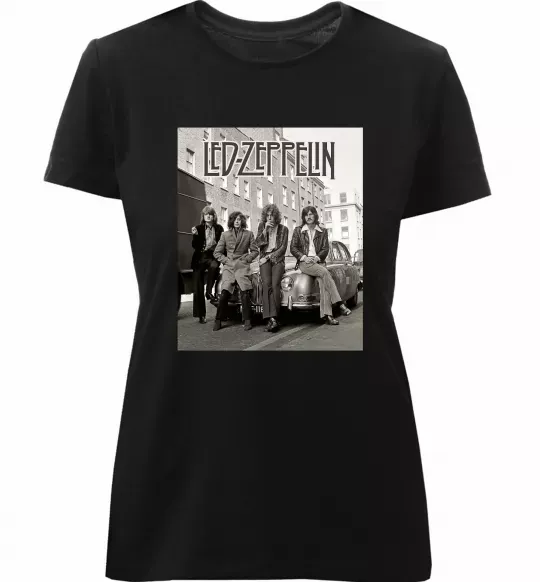 Женская премиум футболка Led Zeppelin photo Черный фото