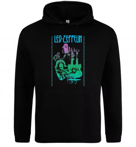 Мужская толстовка (худи) Led Zeppelin Neon Черный фото