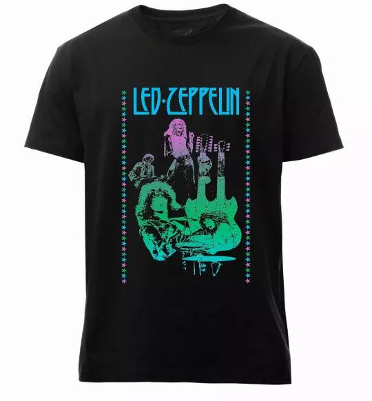 Чоловіча преміум футболка Led Zeppelin Neon Чорний фото