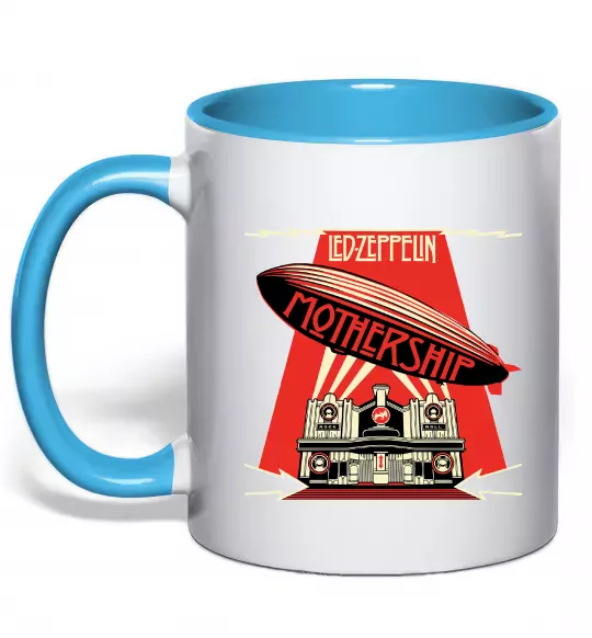 Чашка с цветной ручкой Mothership Led Zeppelin Голубой фото