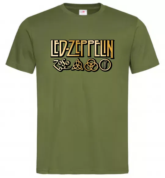 Мужская футболка Led Zeppelin gold Оливковый фото