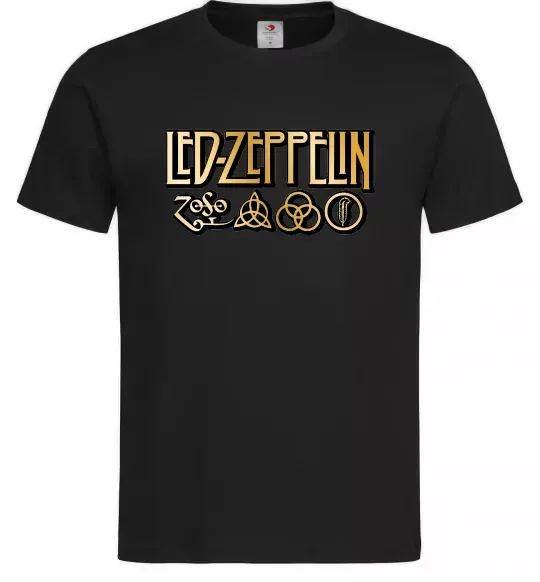 Мужская футболка Led Zeppelin gold Черный фото