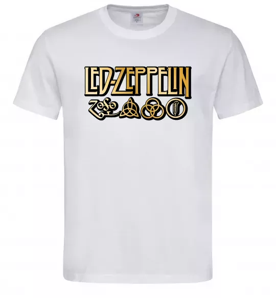 Мужская футболка Led Zeppelin gold Белый фото
