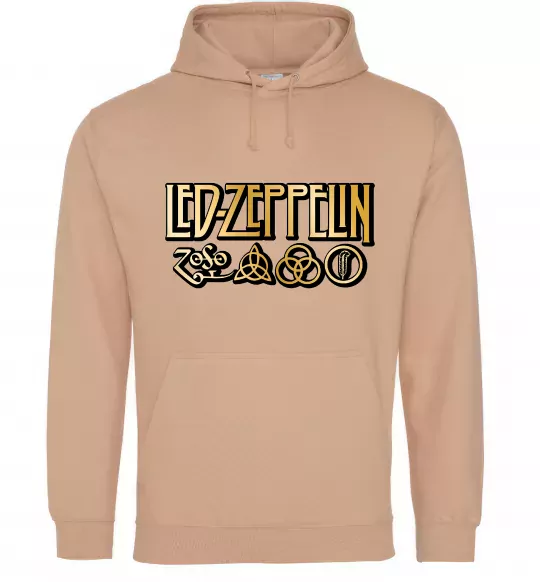 Мужская толстовка (худи) Led Zeppelin gold Песочный фото