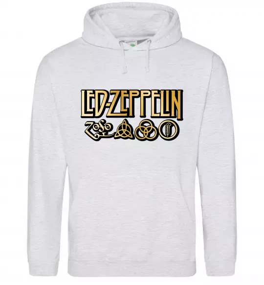 Женская толстовка (худи) Led Zeppelin gold Серый меланж фото