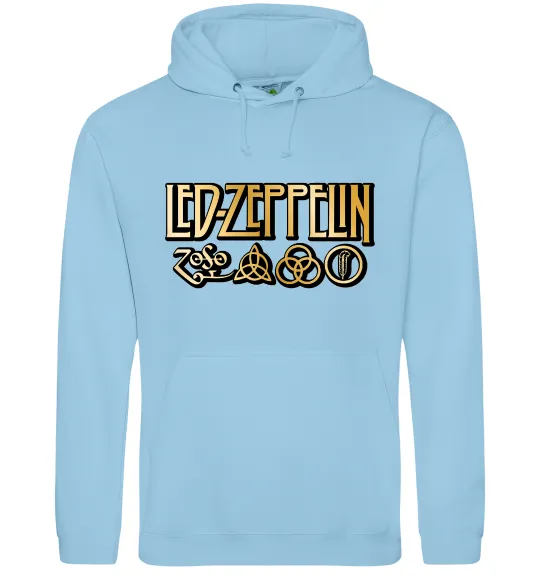 Женская толстовка (худи) Led Zeppelin gold Голубой фото