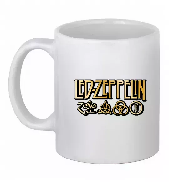 Чашка керамическая Led Zeppelin gold Белый фото
