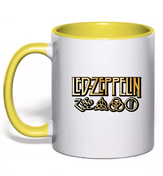 Чашка с цветной ручкой Led Zeppelin gold Солнечно желтый фото