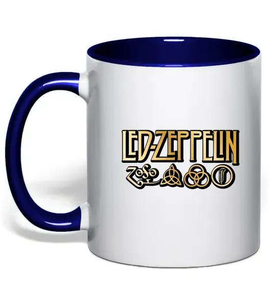 Чашка с цветной ручкой Led Zeppelin gold Глубокий темно-синий фото