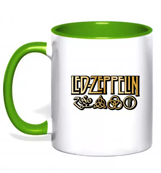 Чашка с цветной ручкой Led Zeppelin gold Зеленый фото