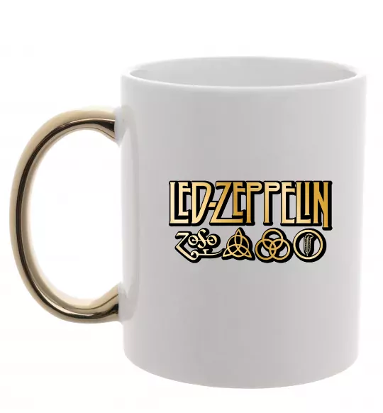 Чашка с цветной ручкой Led Zeppelin gold Золото фото