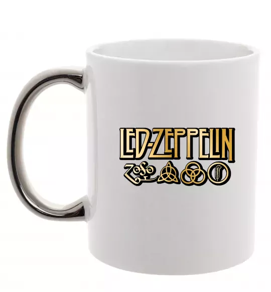 Чашка с цветной ручкой Led Zeppelin gold Серебро фото