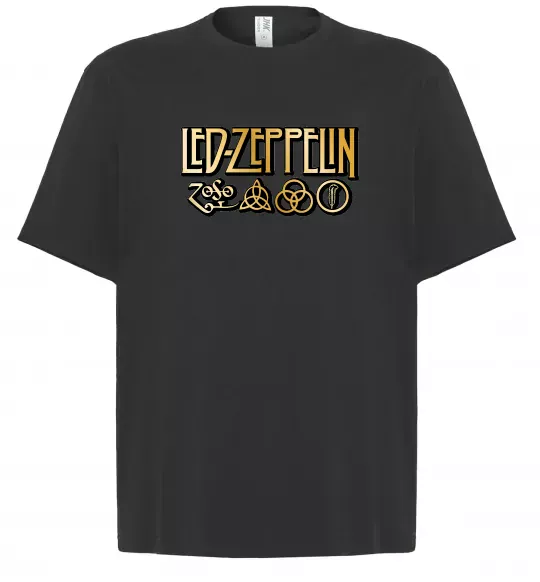 Футболка Оверсайз Led Zeppelin gold Черный фото