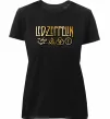 Женская премиум футболка Led Zeppelin gold Черный фото