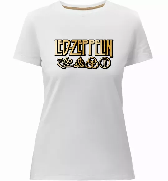 Женская премиум футболка Led Zeppelin gold Белый фото