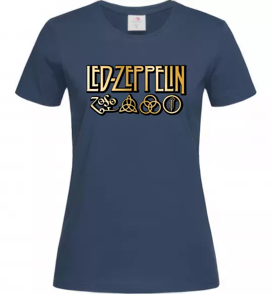 Женская футболка Led Zeppelin gold Темно-синий фото