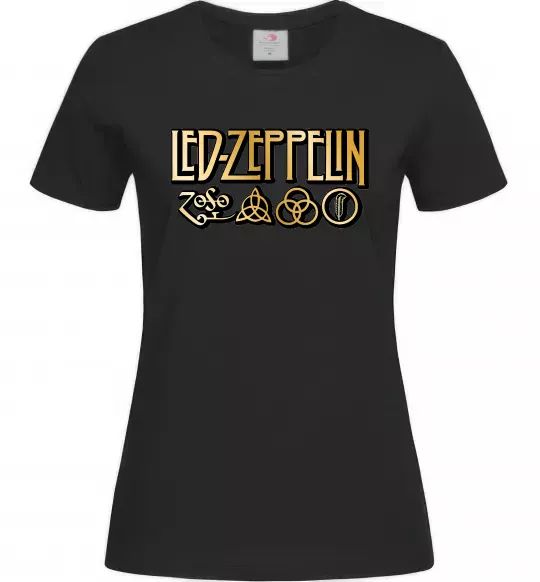 Женская футболка Led Zeppelin gold Черный фото