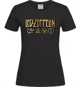 Женская футболка Led Zeppelin gold Черный фото