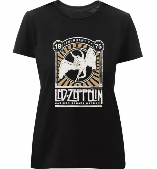 Женская премиум футболка Led Zeppelin 1975 Черный фото