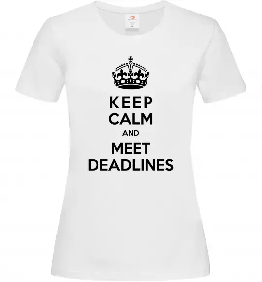 Жіноча футболка Meet deadlines, розмір - XS, колір - білий Білий фото