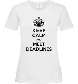 Женская футболка Meet deadlines, розмір - XS, колір - білий Женская футболка Meet deadlines, розмір - XS, колір - білий