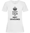 Жіноча футболка Meet deadlines, розмір - XS, колір - білий Білий Жіноча футболка Meet deadlines, розмір - XS, колір - білий Білий фото