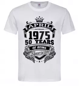 Чоловіча футболка April 1975 awesome, колір - чорний, розмір - М Білий фото