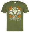 Чоловіча футболка Bike and fire Оливковий фото