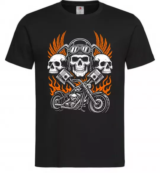 Чоловіча футболка Bike and fire Чорний фото