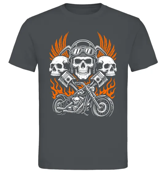 Чоловіча футболка Bike and fire Графіт фото