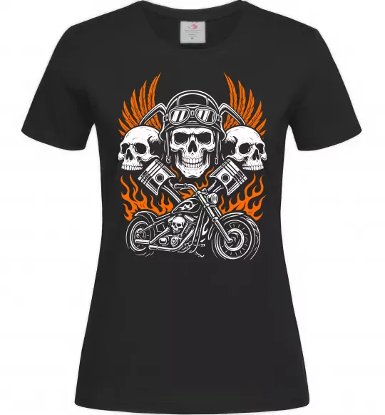 Жіноча футболка Bike and fire Чорний фото