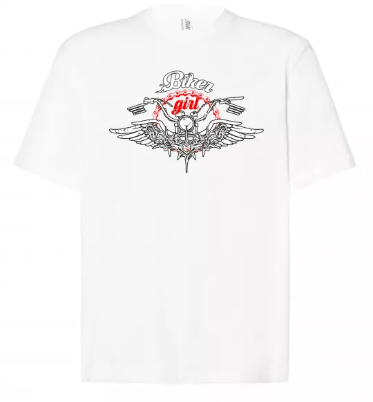 Футболка Оверсайз Biker girl moto Білий фото