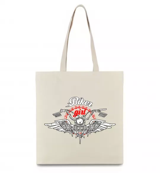Еко-сумка Biker girl moto Бежевий фото