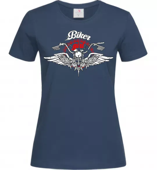 Жіноча футболка Biker girl moto Темно-синій фото