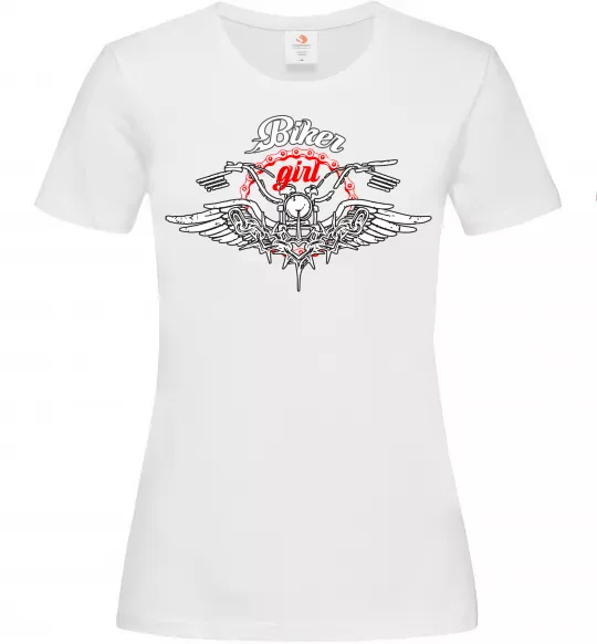 Жіноча футболка Biker girl moto Білий фото