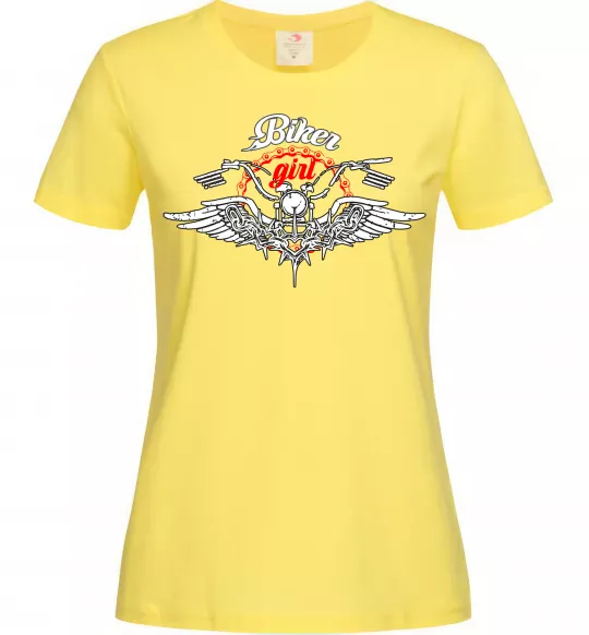 Жіноча футболка Biker girl moto Лимонний фото